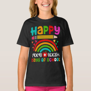 Camiseta Feliz 100 días de matemáticas del arcoiris en la e