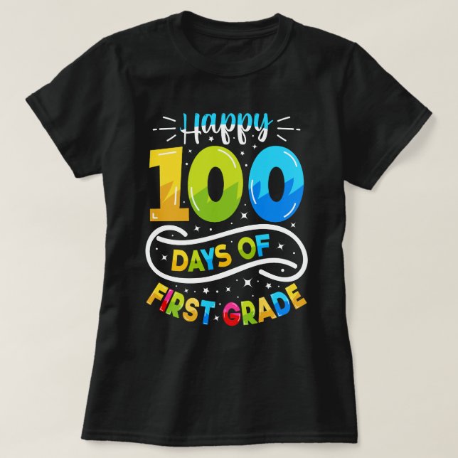 Camiseta feliz 100 días de primer grado (Diseño del anverso)