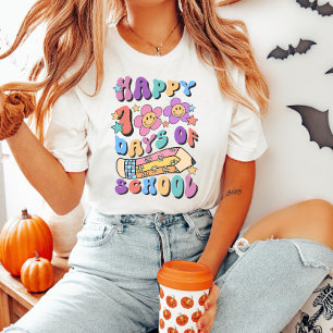Camiseta Feliz 100 días de profesor de retro escolar