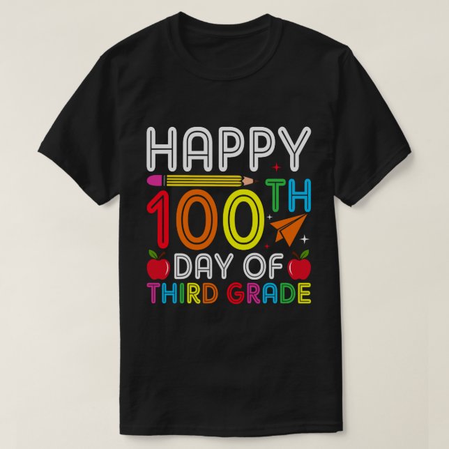 Camiseta feliz 100 días de tercer grado (Diseño del anverso)