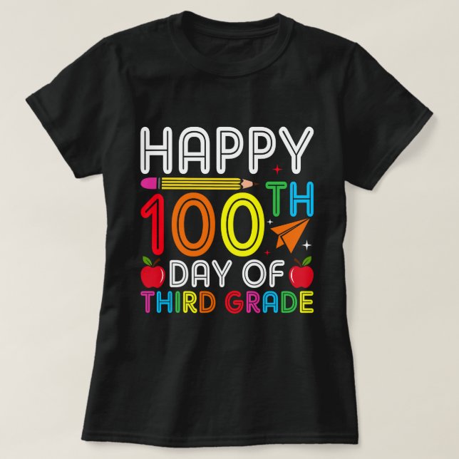 Camiseta feliz 100 días de tercer grado (Diseño del anverso)