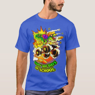 Camiseta feliz 100 días del camión monstruo de los dinosaur