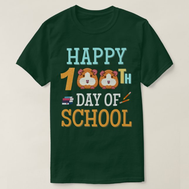 Camiseta Feliz 100 Días Escolares Guinea Perfecto Para Ki (Diseño del anverso)