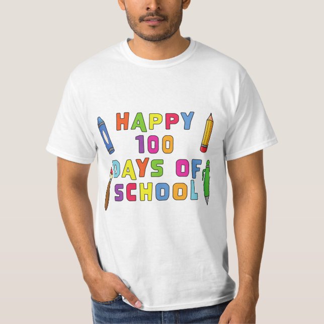 Camiseta Feliz 100 Días Más Inteligente De Estudiante Escol (Anverso)