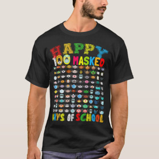 Camiseta Feliz 100 Masked Day de la escuela 100 máscaras di