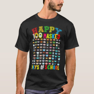 Camiseta Feliz 100 Masked Day Of School 100 Máscara Gracios
