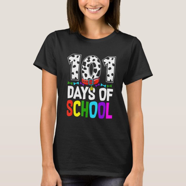 Camiseta Feliz 101 días a estudiante con perros de clase o (Anverso)