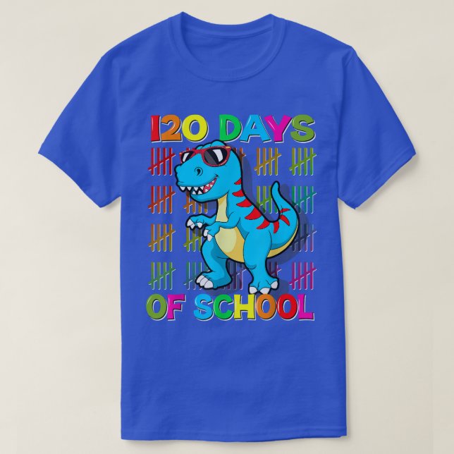 Camiseta Feliz 120 Días De Escuela Para Niños Dinosaurios T (Diseño del anverso)