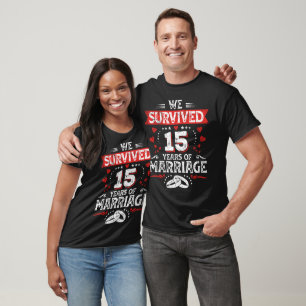 Camiseta Feliz 15º aniversario de bodas parejas aniversario