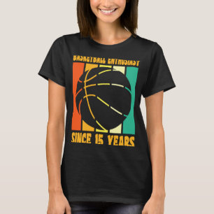 Camiseta Feliz 15 cumpleaños 15 años Retro Baloncesto 15