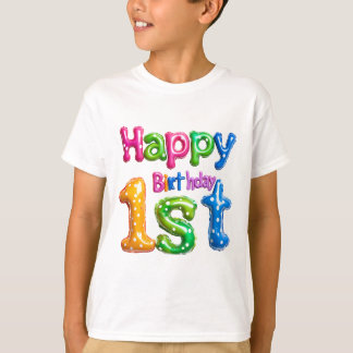 Camiseta Feliz 1er Cumpleaños – Diseño de Globo Colorido 