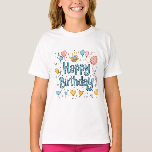 Camiseta Feliz 1er Cumpleaños – Globo adorable (Anverso)