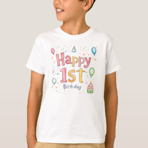 Camiseta Feliz 1er Cumpleaños – Tarjeta de cumpleaños linda