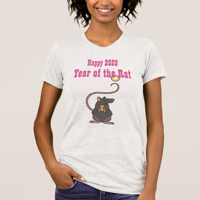 Camiseta Feliz 2020 Año RAT Regalos de Zodiac de Año Nuevo  (Anverso)