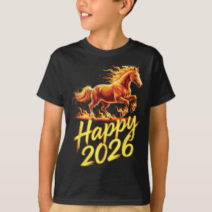 Camiseta Feliz 2026 Año del Caballo Nuevo Año Chino Zodiaco
