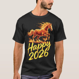 Camiseta Feliz 2026 Año del Caballo Zodiaco Chino Año Nuevo