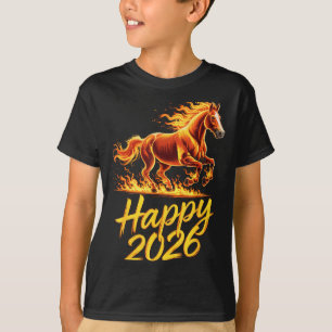 Camiseta Feliz 2026 Año del Caballo Zodiaco Chino Año Nuevo