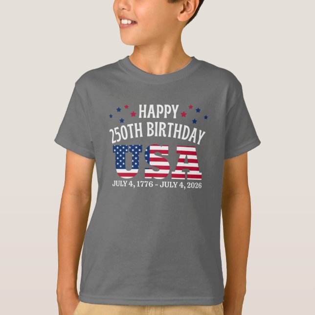Camiseta Feliz 250 cumpleaños EE. UU. 4 de julio (Anverso)