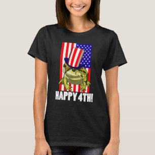 Camiseta Feliz 4ª bandera estadounidense Rana Mujeres Ranas