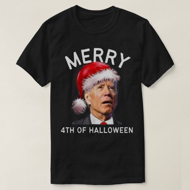 Camiseta Feliz 4 De Halloween, Funny Navidades Joe Biden (Diseño del anverso)