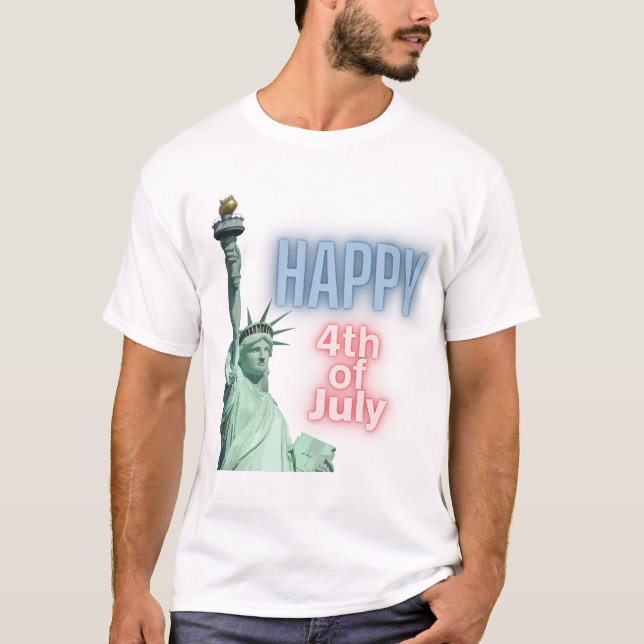 Camiseta Feliz 4 de Julio a la Señora Libertad Neon (Anverso)