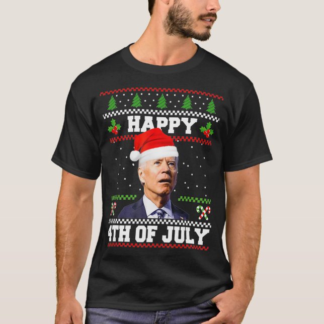 Camiseta Feliz 4 de julio a los Navidades de Biden Santa Ha (Anverso)