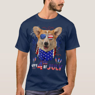 Camiseta Feliz 4 De Julio Bandera Estadounidense Corgi Dog