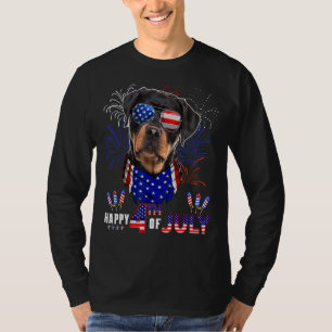 Camiseta Feliz 4 De Julio Bandera Estadounidense Rottweiler