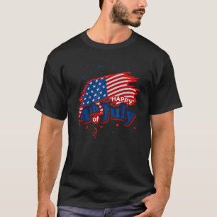 Camiseta Feliz 4 De Julio Brush Retro Vintage American Fl
