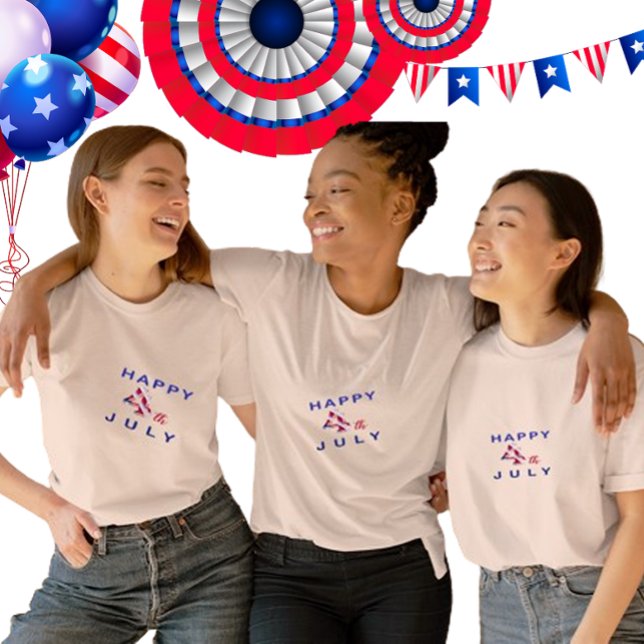 Camiseta Feliz 4 de Julio Chicas Azules Y Rojos (Subido por el creador)