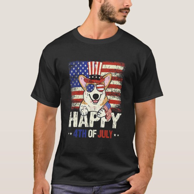 Camiseta Feliz 4 De Julio Corgi (Anverso)