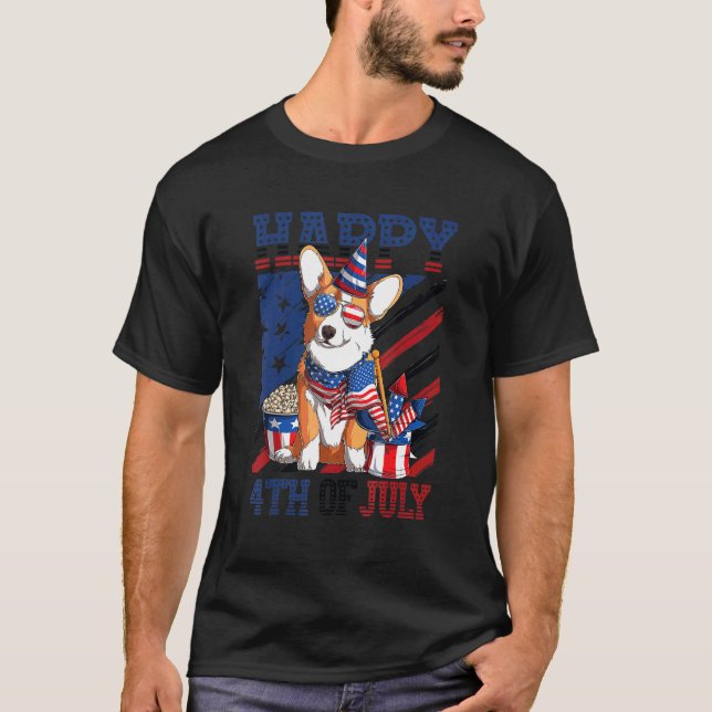 Camiseta Feliz 4 de julio Corgi 1 (Anverso)