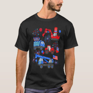 Camiseta Feliz 4 De Julio Crane Truck Construction Toddler