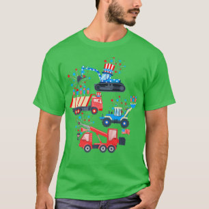 Camiseta Feliz 4 De Julio Crane Truck Construction Toddler
