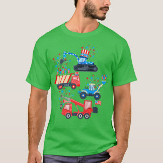 Camiseta Feliz 4 De Julio Crane Truck Construction Toddler