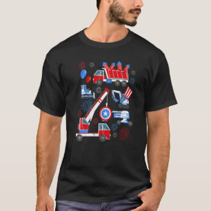 Camiseta Feliz 4 De Julio Crane Truck Construction Toddler