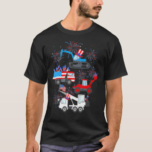 Camiseta Feliz 4 De Julio Crane Truck Construction Toddler