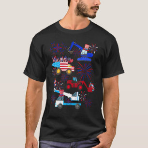 Camiseta Feliz 4 De Julio Crane Truck Construction Toddler