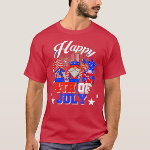 Camiseta Feliz 4 De Julio Cute Gnomes Fuego De Bandera Esta