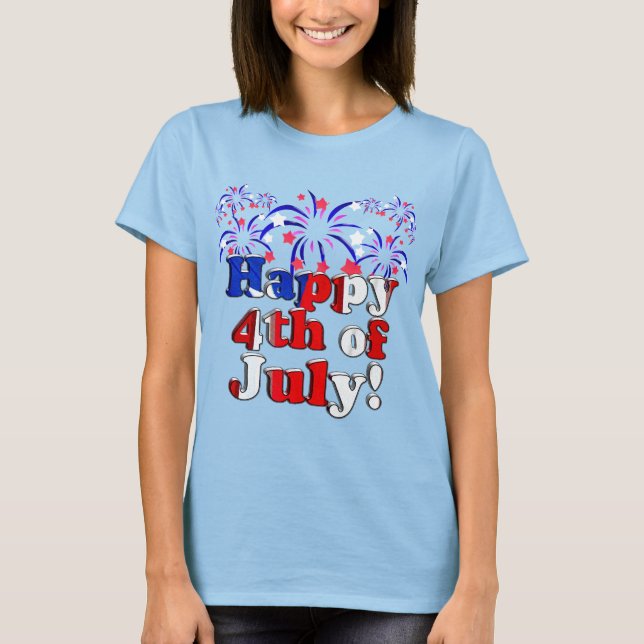 Camiseta Feliz 4 de julio de fuegos artificiales (Anverso)