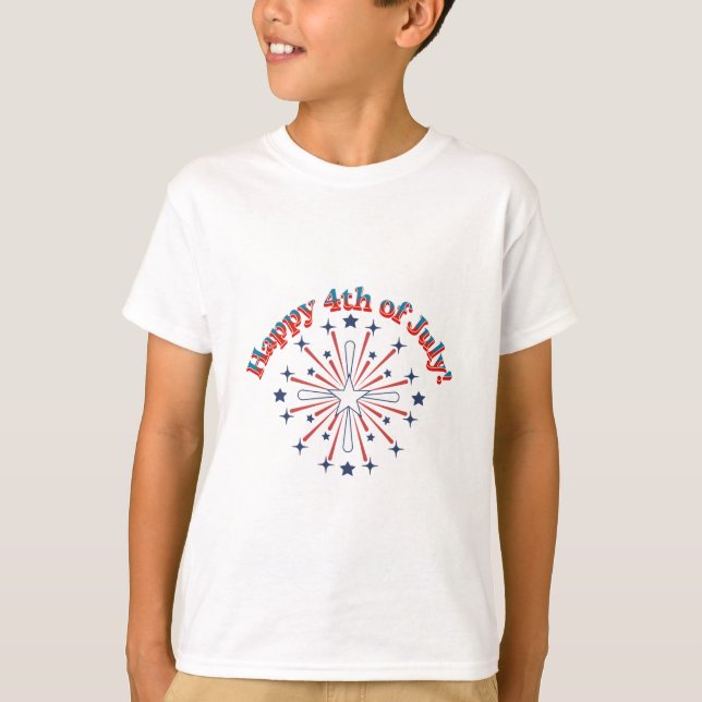Camiseta Feliz 4 de julio de fuegos artificiales (Anverso)