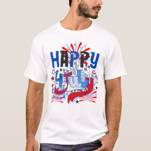 Camiseta Feliz 4 de julio de fuegos artificiales USA-63261