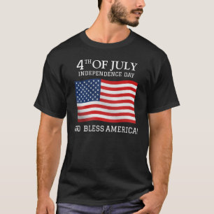 Camiseta Feliz 4 de julio Día de la Independencia Azul Blan