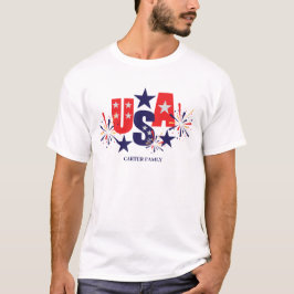 Camiseta Feliz 4 de julio Día de la Independencia Azul Blan