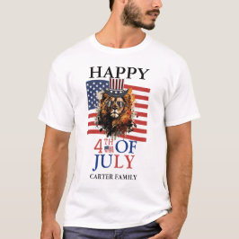Camiseta Feliz 4 de julio Día de la Independencia Azul Blan