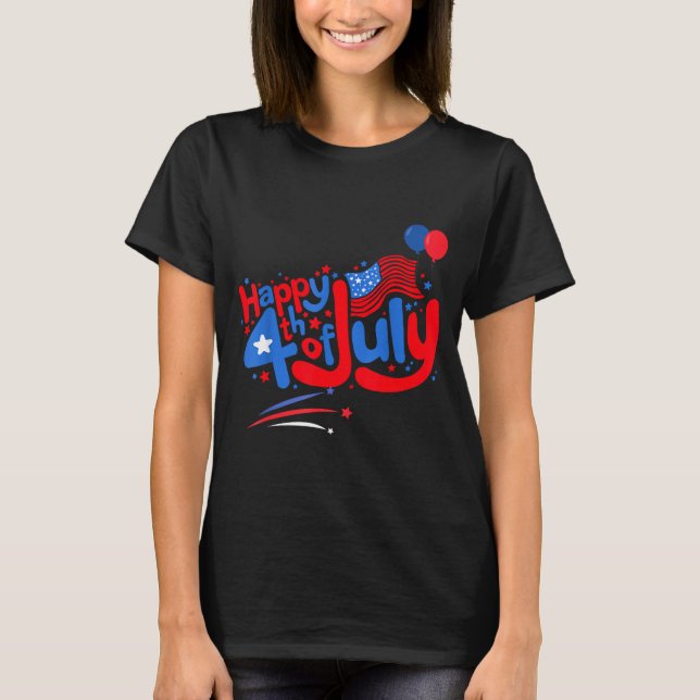 Camiseta Feliz 4 de julio día de la independencia de EE. UU (Anverso)