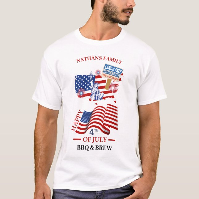 Camiseta Feliz 4 de julio Día de la Independencia de Estado (Anverso)