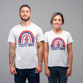 Camiseta Feliz 4 de julio Diseño de Boho Blanco Rojo y Azul