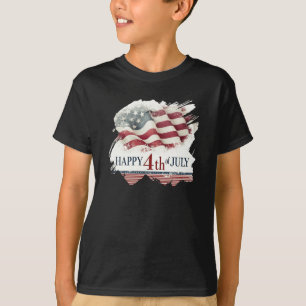 Camiseta Feliz 4 de julio - Diseño vintage de la bandera es