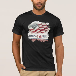 Camiseta Feliz 4 de julio - Diseño vintage de la bandera es